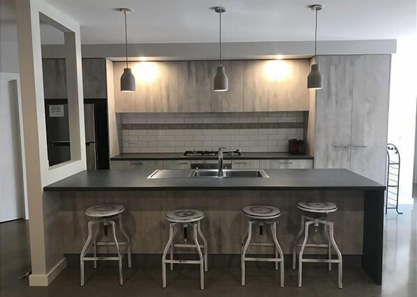 Fridge, microwave, oven, toaster