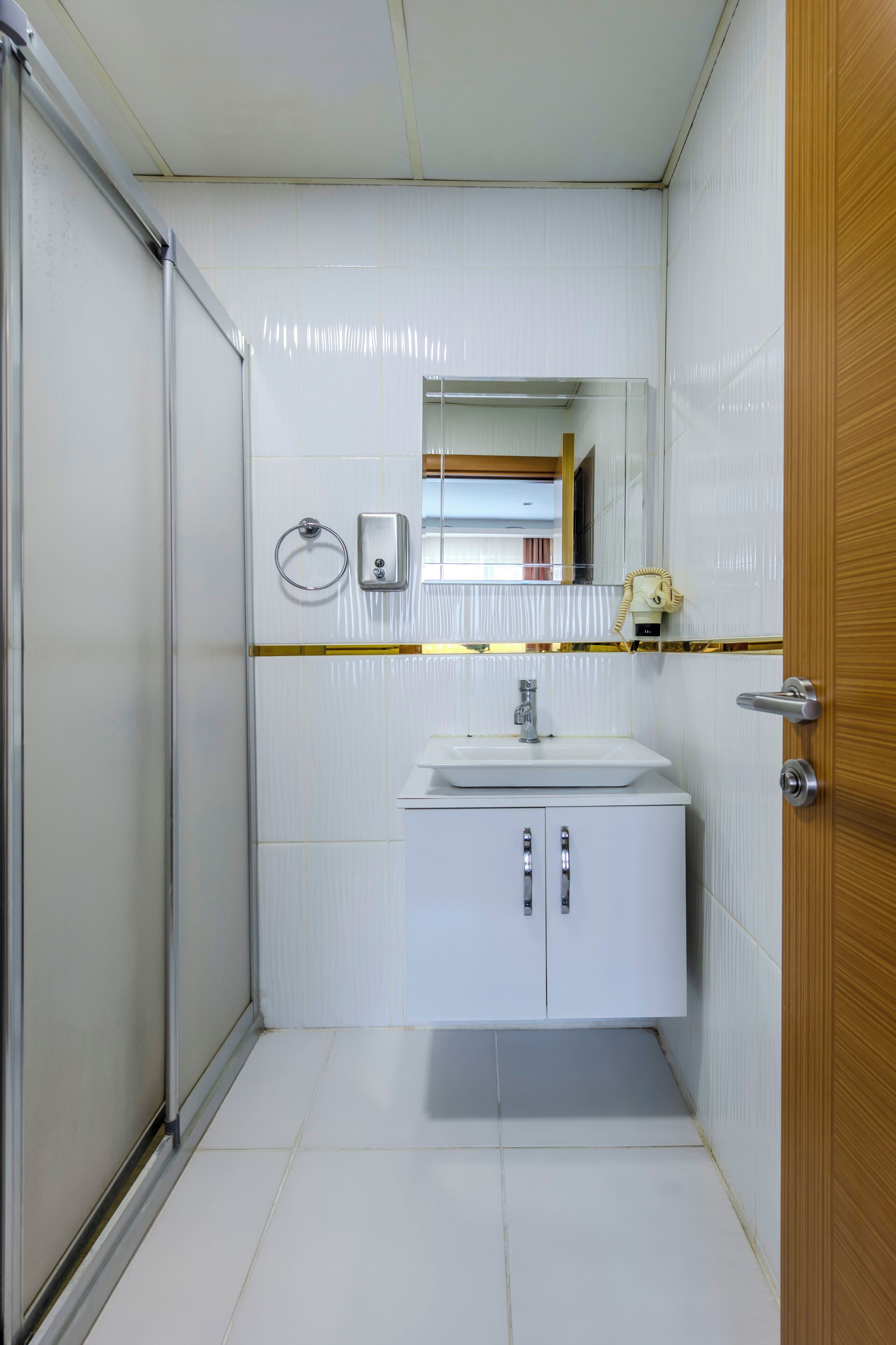 premium bedding, desk, laptop workspace, blackout curtains