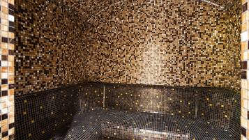 Sauna, steam room, deep-tissue massages, massages