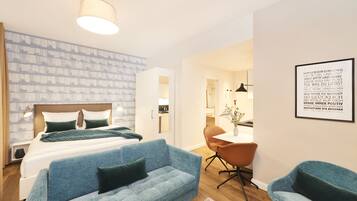 Deluxe Apartment, 1 Queen Bed, Non Smoking, City View (XL) | In-room safe, soundproofing, free WiFi, bed sheets