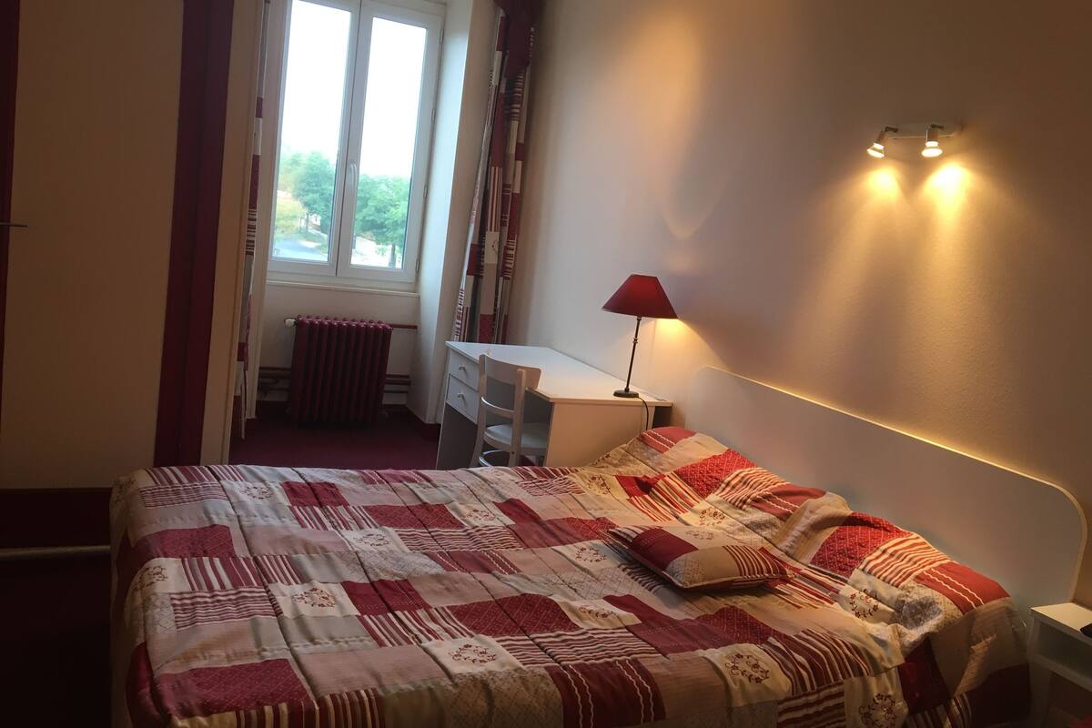 Desk, blackout drapes, iron/ironing board (on request), WiFi (free)