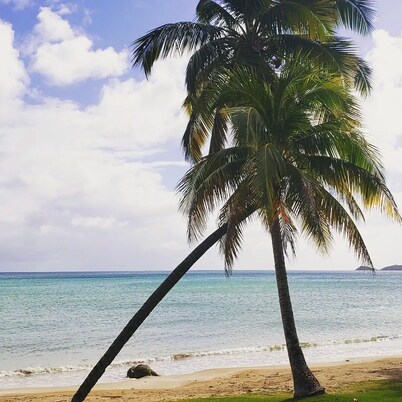 Steps away from a soft sand beach and warm waters