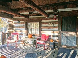 Terrace/patio - Private Logcabin All To Yourself With Lake View (Hermann)