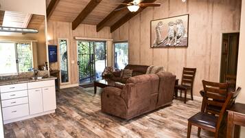 Smart TV, fireplace, stereo