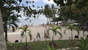 On the beach, white sand