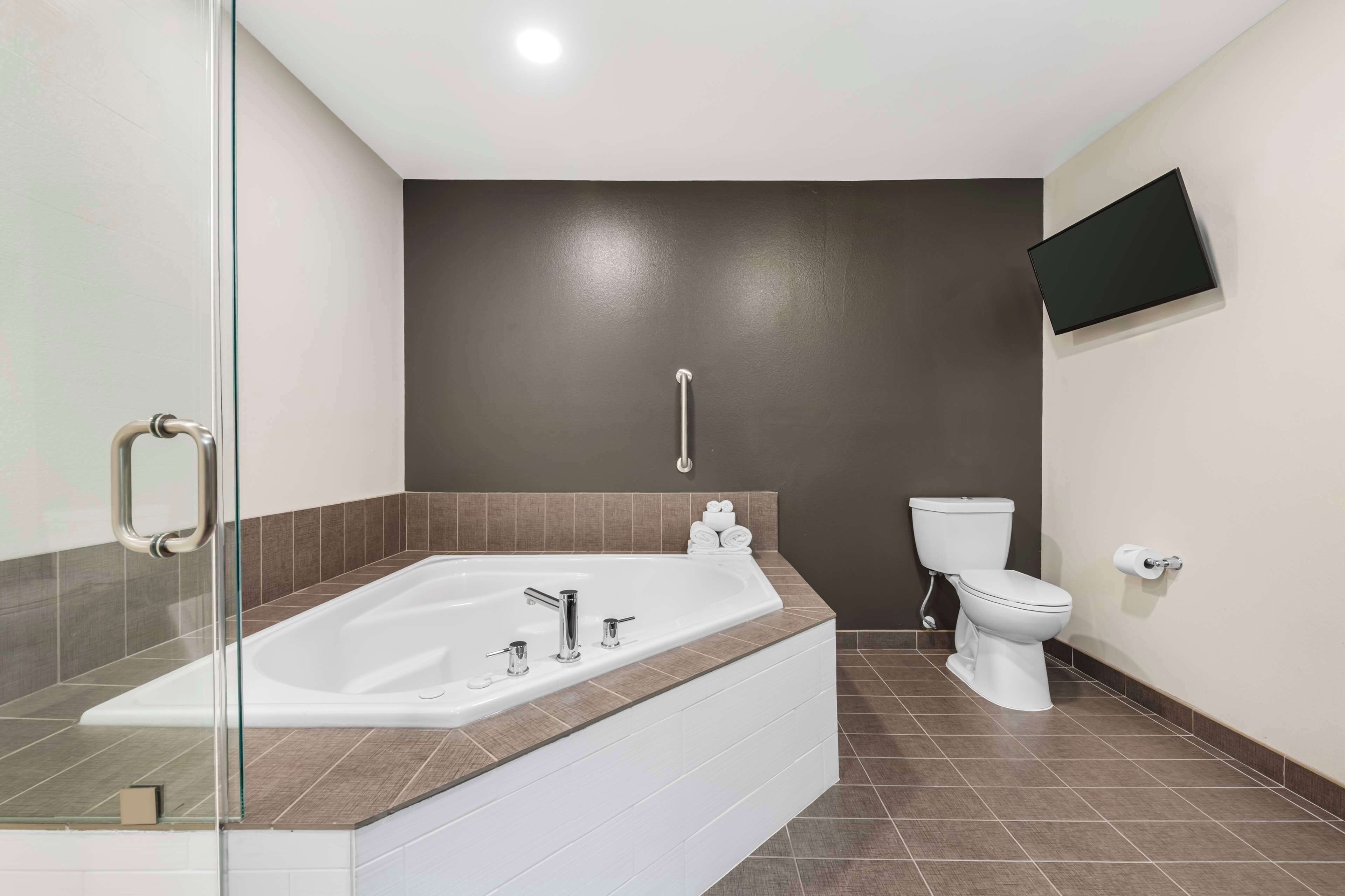 suite, 1 king bed, non smoking, jetted tub (with sofabed) | bathroom | shower, free toiletries, hair dryer, towels