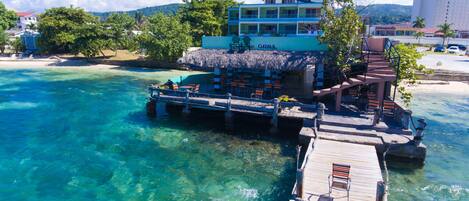 On the beach, white sand