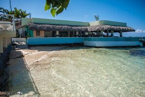On the beach, white sand