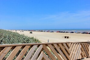On the beach, sun-loungers, beach towels