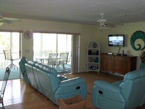 TV, DVD player, stereo