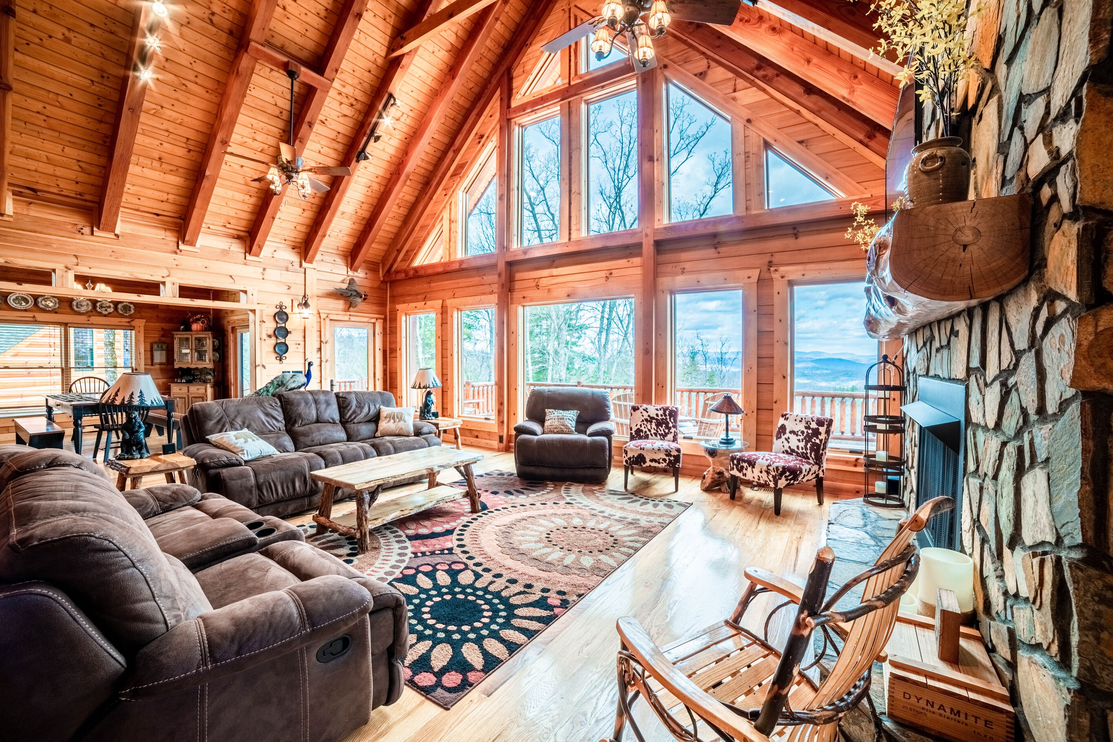 Smart TV, fireplace, video games, DVD player