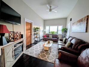 Smart TV, DVD player, books, stereo