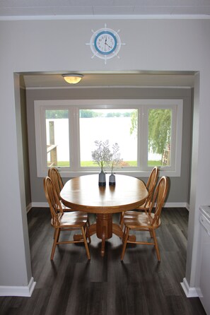 Dining - Cozy Pet-Friendly Cedar Shake Cottage With Best View on the Lake + Kayaks! (Paw Paw)