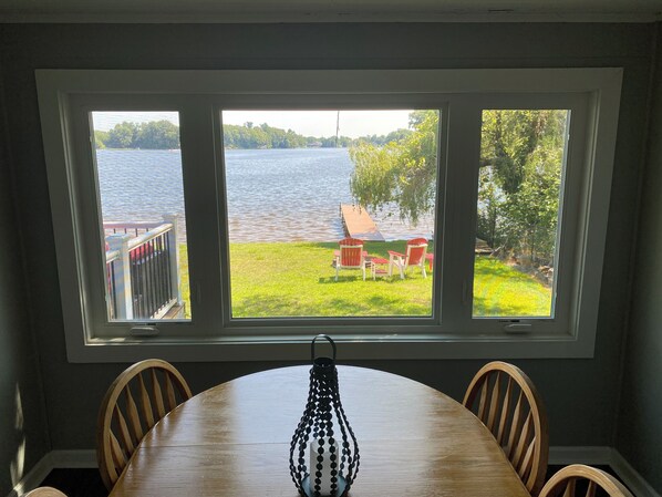Dining - Cozy Pet-Friendly Cedar Shake Cottage With Best View on the Lake + Kayaks! (Paw Paw)