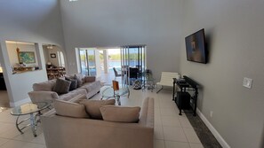 Smart TV, DVD player, books, music library