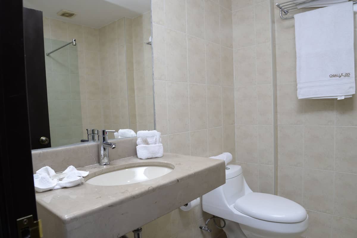 standard room, 2 double beds | bathroom | shower, rainfall showerhead, free toiletries, hair dryer