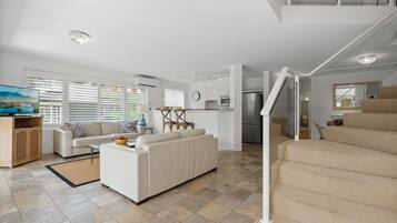 Beach Holiday Apartment, 2 Bedrooms, Rooftop Terrace | Living area | Flat-screen TV, DVD player