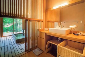 Annex Luxury Suite with Private Semi-Open-air Bath, ROKUJUBO, -BUNA- | Bathroom sink - Yamado (Nishiwaga)