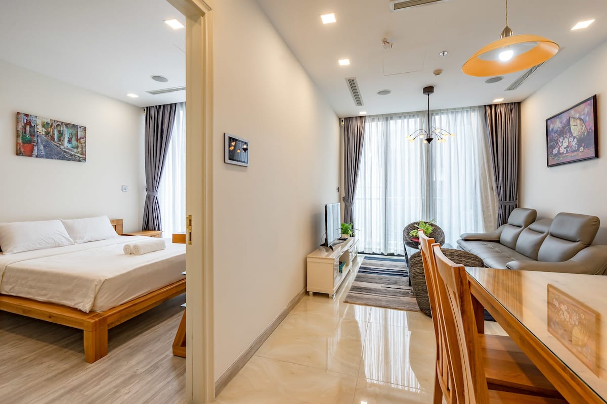 Premium bedding, desk, blackout curtains, iron/ironing board