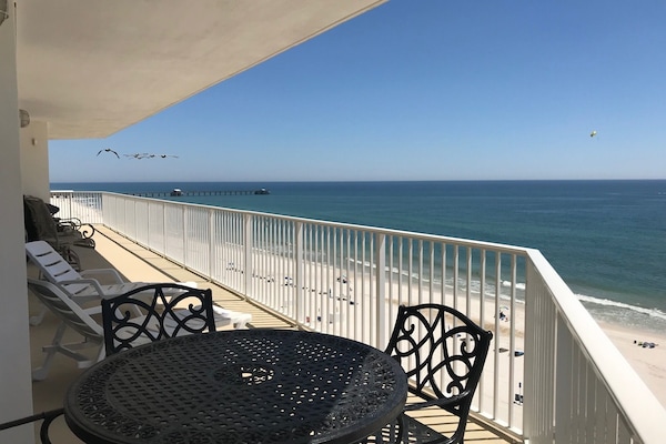Large round table for balcony dining!