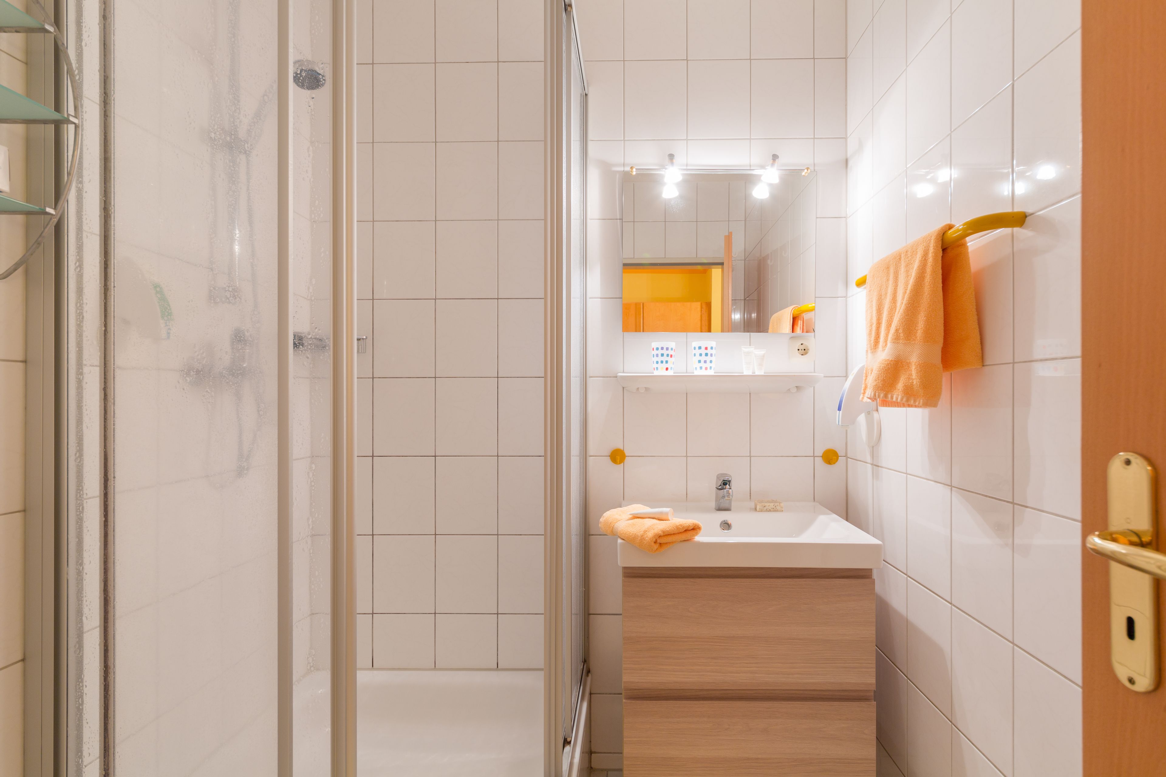 classic double room | bathroom | shower, free toiletries, towels