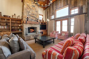 TV, fireplace, table football