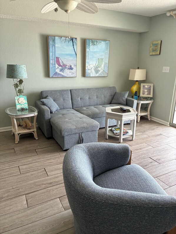 Älytelevisio, DVD-soitin, kirjoja, musiikkikirjasto