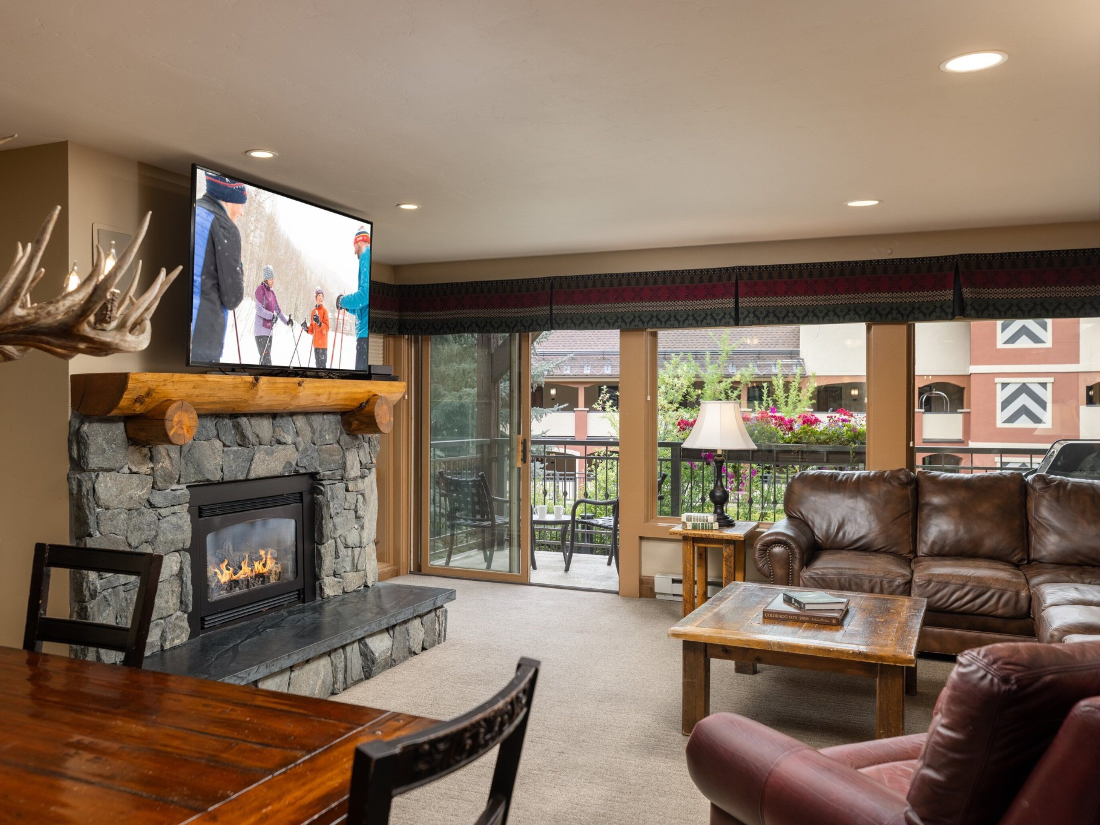 TV, fireplace, DVD player, books