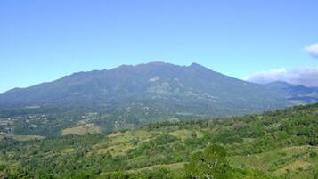 A mountain landscape with a clear sky.