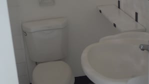 A small, clean bathroom with a toilet and sink. - 256 Jamaica (Montego Bay)