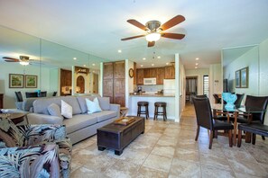 Téléviseur, lecteur de DVD, livres, chaîne audio