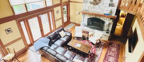 Smart TV, fireplace, foosball, table tennis