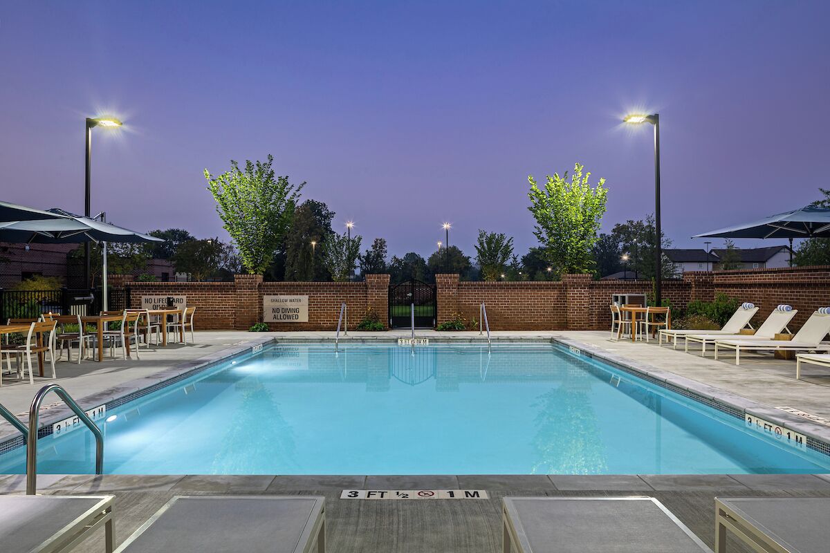 outdoor pool, pool loungers