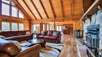 Télévision à écran plat, cheminée, Netflix, Hulu