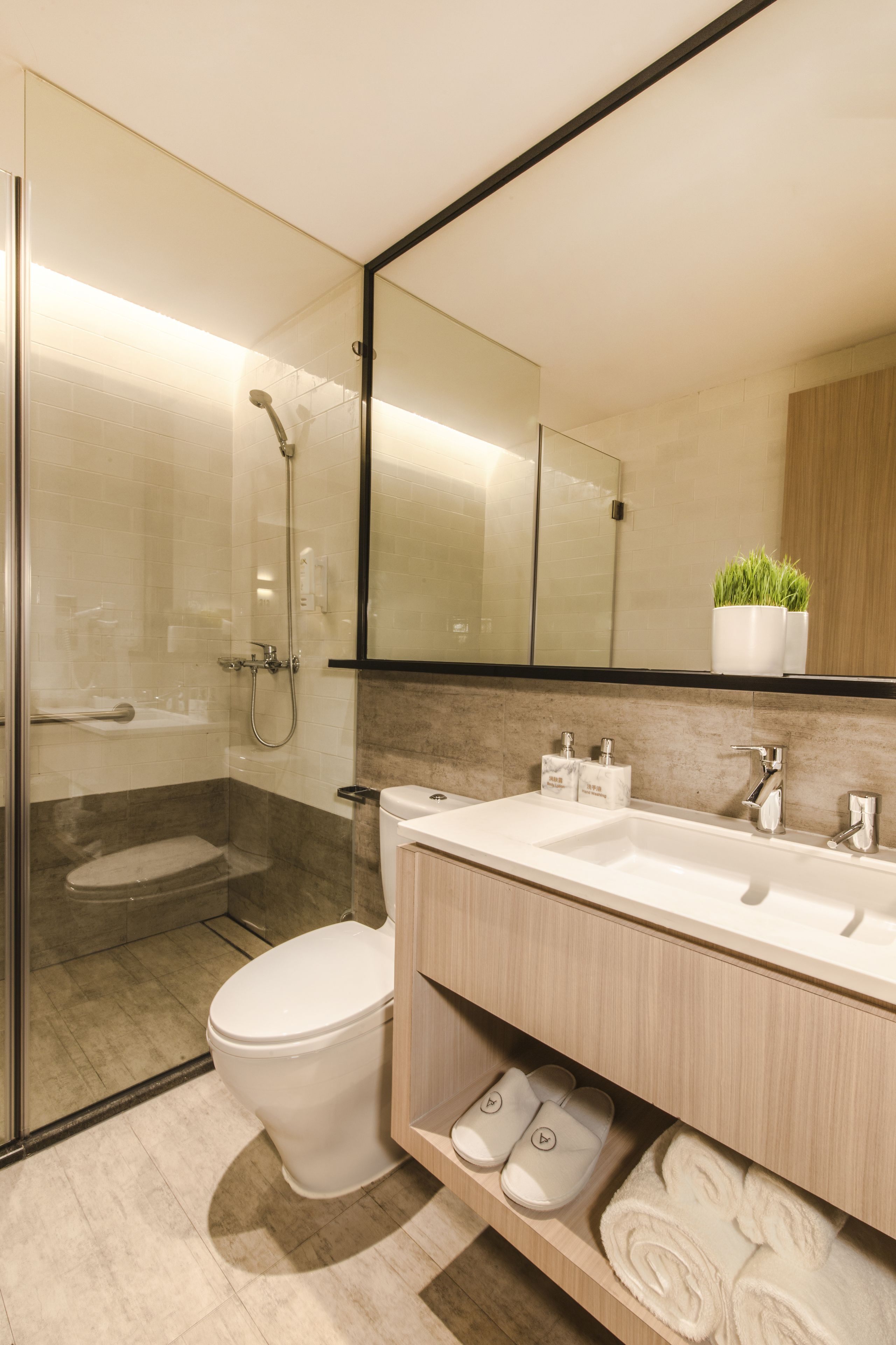 shower, free toiletries, hair dryer, slippers