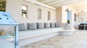 Deluxe Villa, 4 Bedrooms, Private Pool, Sea View (Pentathlon 1) | Terrace/patio