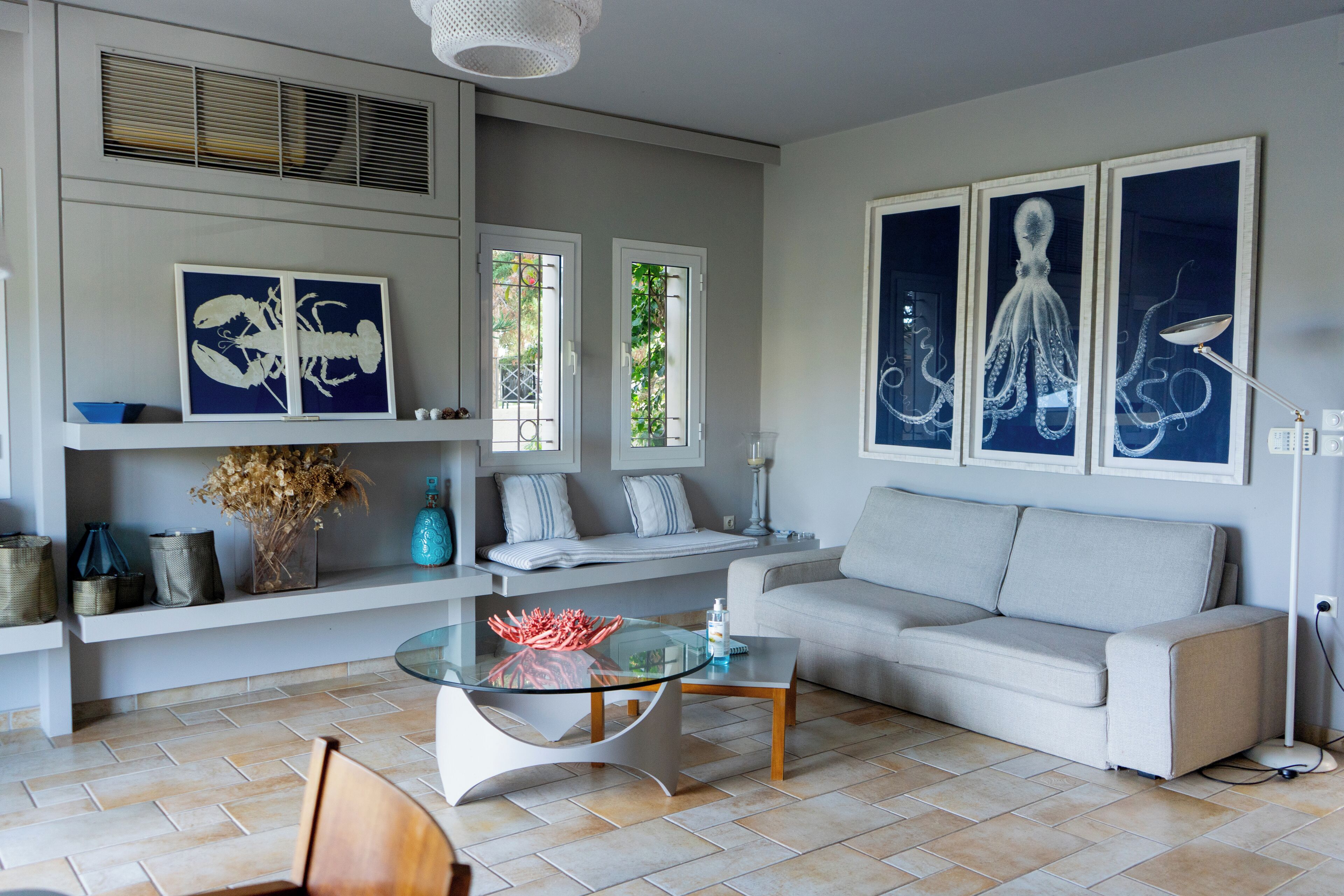 Deluxe Villa, 4 Bedrooms, Private Pool, Sea View (Pentathlon 1) | Living area | Flat-screen TV