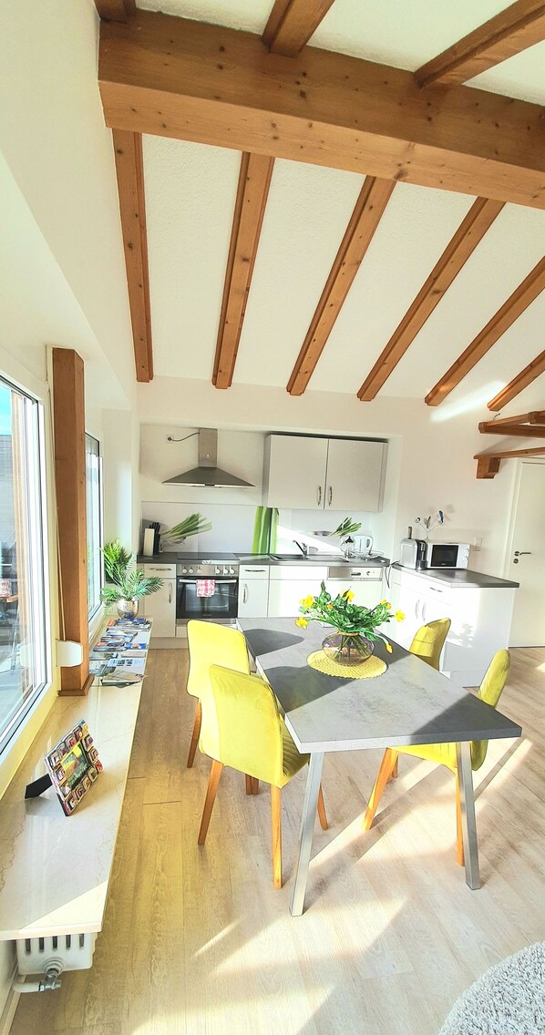 Appartement, 1 chambre, balcon | Cuisine privée | Grand réfrigérateur, micro-ondes, four, plaque de cuisson