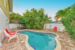 A heated pool - Dreamscape: North End Pool Home, 2 Blocks to Beach by Anna Maria Life Vacation Rentals (Anna Maria)