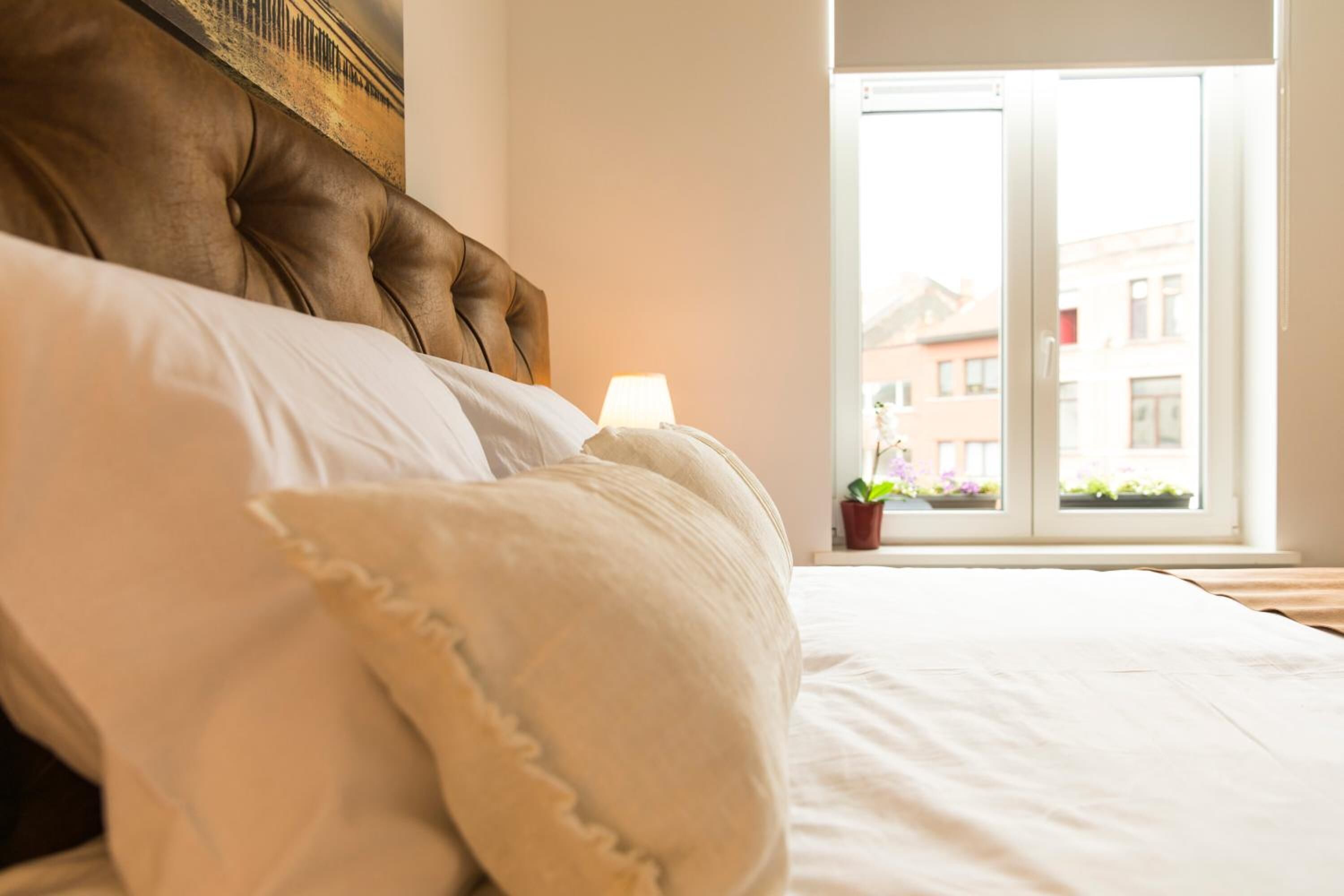 Desk, blackout drapes, soundproofing, free WiFi