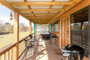 Large private deck with a grill and hot tub all yourself