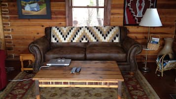 Smart TV, fireplace, DVD player, books