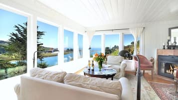 Smart TV, chimenea, reproductor de DVD y oficina