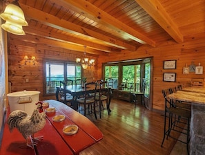 Dining - Mountain retreat with 4 bedrooms, 4 baths, hot tub, fire pit, and game room. (Waynesville)