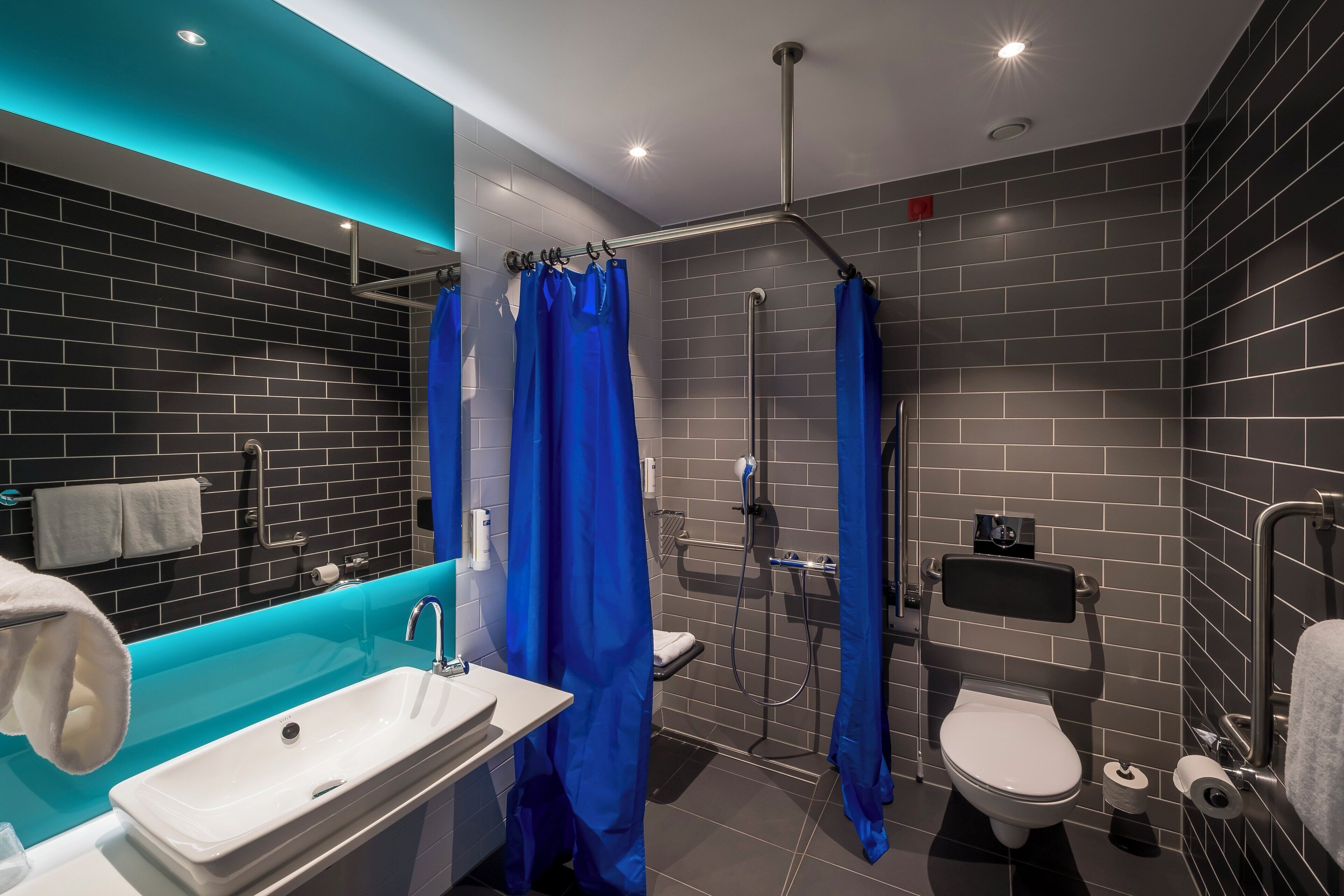 standard room, 1 queen bed, accessible | bathroom | shower, free toiletries, hair dryer, towels