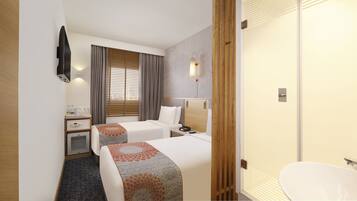 Hypo-allergenic bedding, in-room safe, desk, laptop workspace