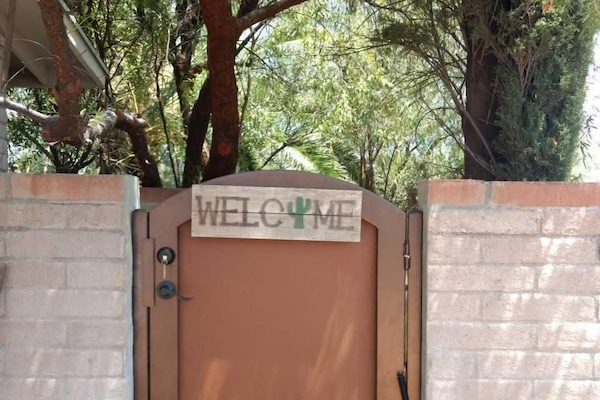 private entrance in parking area