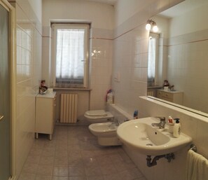 Een haardroger, handdoeken, zeep, shampoo