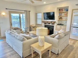 TV, fireplace, video games, DVD player - Sunrises Over The Atlantic As You Sit Outside The First Floor Master Bedroom. (Nags Head)