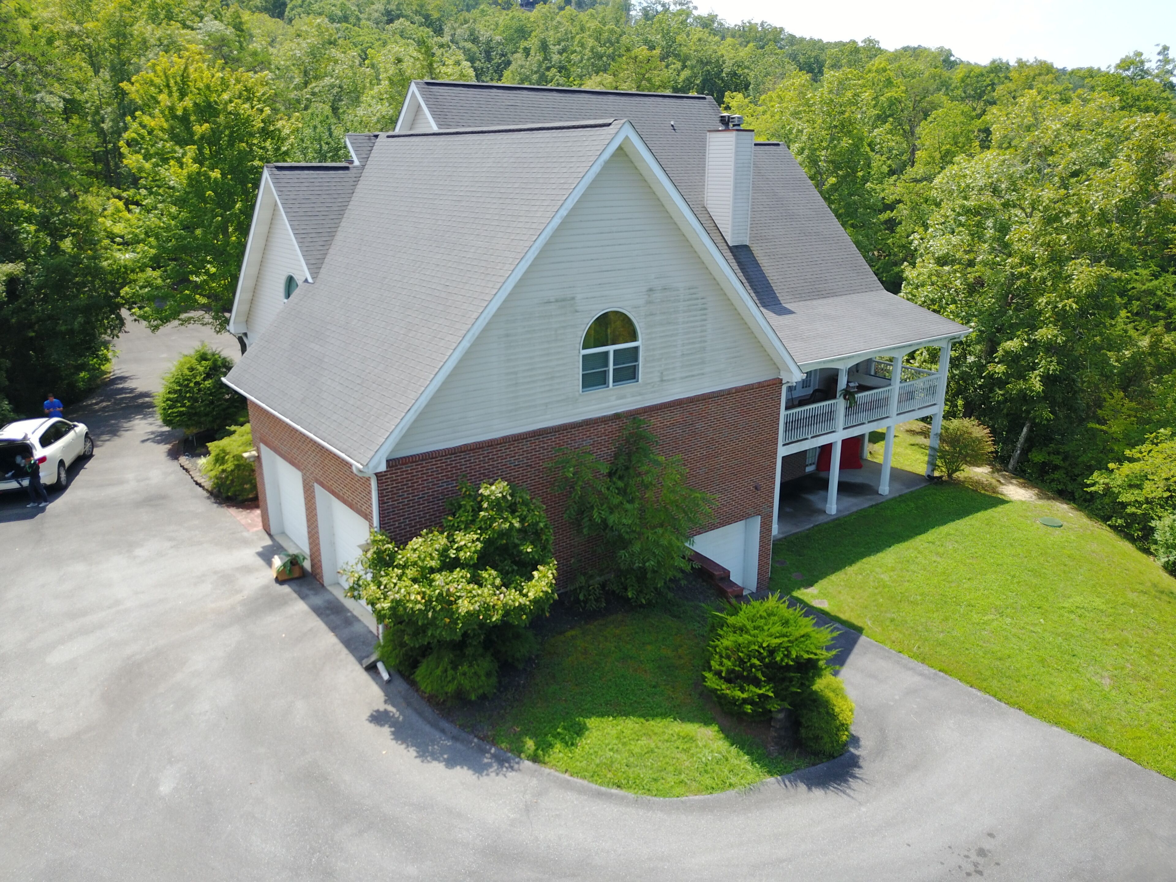 Aerial view of the rear of the Lake House
